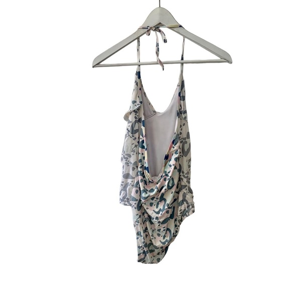 As Rose Rich One Piece Halter Swimsuit Girl’s Sz 16 Ruffles Multi Colour Print - Picture 5 of 9